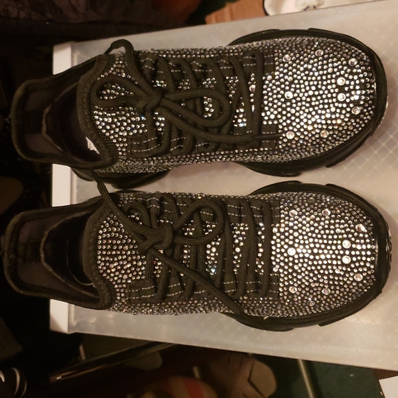 Shoes - NIB Black All Jeweled Sneakers